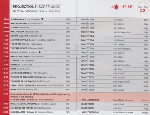 Rediffusions : programmation du dimanche 22 mai 2011